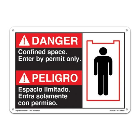 AMISTAD OSHA Danger Plastic Sign - Danger Confined Space Enter by Permit Only AM2067359